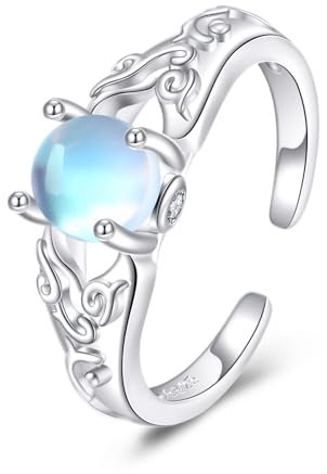 VONALA Meerjungfrau Ring 925 Sterling Silber Mondstein Ozean Ringe Kleine Meerjungfrau Schmuck Geschenke Für Frauen