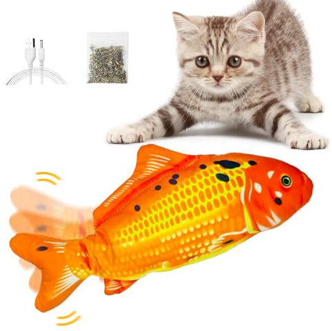 jiuhao Floppy Fish Katzenspielzeug, elektrisches Fisch-Katzenminze-Spielzeug, Plüsch-Simulations-Fisch, Katzenspielzeug für Innenkatzen, Haustiere, Flopping/bewegliche Katze, Hund, Fischspielzeug,