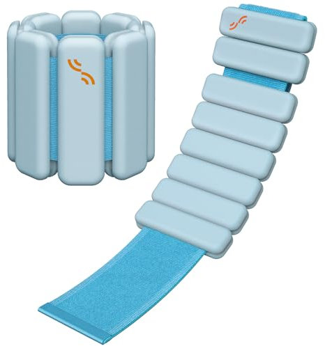Sportneer Tragbare Gewichtsmanschetten – 2er-Set (Jeweils 0,5 kg & 1 kg) für Damen und Herren, Knöchelgewicht Set für Yoga, Tanz, Aerobic, Laufen, Gehen (Haze Blau)