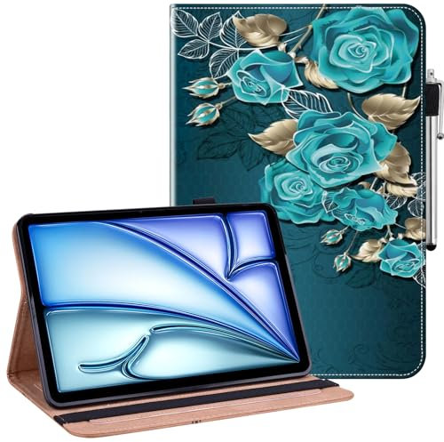 BOLELAW Custodia per Samsung Galaxy Tab S7 FE 12,4 2021 (SM-T730/T736) con [slot per schede] [Funzione di supporto] Custodia a libro in pelle per tablet con chiusura a libro, blu rosa
