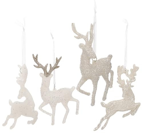 4Stück Christbaumschmuck Rentier Weihnachtshirsch Weihnachten Deko Weihnachtsbaumschmuck Weihnachts-Anhänger Weihnachtsanhänger Christbaum Hirschkopf Rentier Hängeornamente Weihnachten Deko