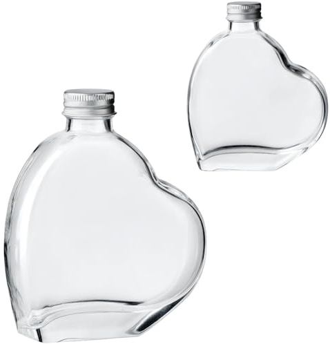 2x Flasche Herzform 200ml Herzflaschen Herz Glas Flaschen Herzförmig süße Geschenke für meine Freundin Valentinstag Flaschen Liebesbeweis Geschenkflaschen zum Befüllen Muttertag Dekoglas mit Deckel