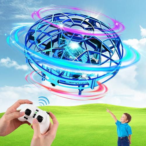 IEEILULU Flying Ball Boule Volante, UFO Drone Fly Spinner Mini Drone, Magique Mini Drone Boule Volante Magique, Hover Ball Flying Boomerang Ball Cadeau Noel pour Enfants Adultes