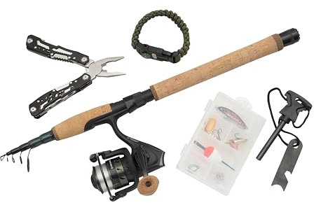 Abu Garcia DIPLOMAT Wilderness Survival Kit Combo, Complete Fishing and Survival Kit for Outdoor Adventures with Paracord for emergency, Multitool, Bracelet, camping, Hiking, bushcraft, Travel Combo