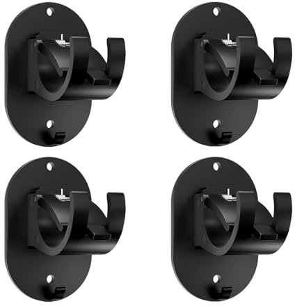 ZYEKIU 4 Pezzi Ganci per Tende Senza Bucare Ganci per Pali Adesivi per Tende Supporti per Bastoni Tende Ganci per Tende Tende Senza Foratura Autoadesivi per Bastone per Tende da Bagno (Nero)