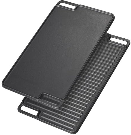 TOPWISH Piastra grill per piano cottura a gas e piani cottura a induzione, ferro, 2 maniglie laterali, 45,9 x 25,9 x 1,7 cm, solo 1 confezione