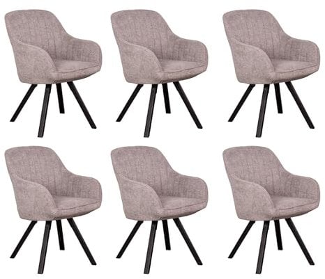 MR. DEKO® Diningsessel Matera Mouse Grey Drehbar 6er-Set | HxBxT: 84x59x61 cm | Esszimmerstühle mit Holzbeinen | Polsterstuhl mit Armlehnen | Küchenstuhl, Polsterstuhl, Drehstuhl Wohnzimmer Esszimmer