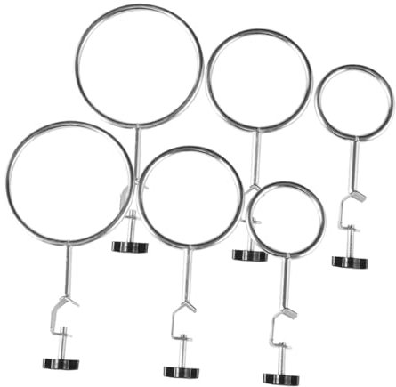 Vaguelly 6pcs Adjustable Laboratory Stand Clamp Set Metal Support Rods and Size Rings for Beakers and Flasks for Scientific Experiments