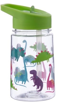 HOX 350ml Kids Water Bottle - BPA-Free Plastic PP, Flip-Top Lid, Reusable & Leak-Proof Design, Lightweight & Durable for School & Travel - Dinosaurs