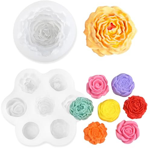2 PCS Rose Silicone Molds 3D Flower Fondant Cake Baking Mould Sugarcraft Candy Chocolate Molds for Cupcake Toppers Soap Polymer Clay Crafting Projects Wedding Birthday Cake Decoration Tools