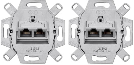 Rutenbeck 2 x UAE - Cat. 6A iso Anschlussdose, 10 Gbit/s, 2-fach RJ45 | 136104070, Universal-Netzwerkdose für Unterputz-Einbau, geschirmt, Datendose LAN, für Cat.6 & Cat.7 Kabel