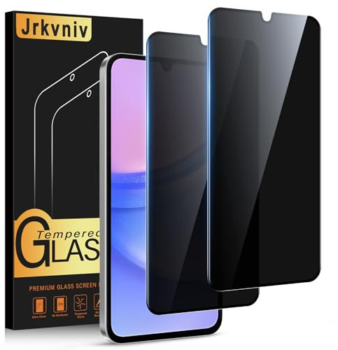 Jrkvniv Verre Trempé pour Samsung Galaxy A15 4G/5G Anti Espion,Anti Spy Dureté 9H Vitre Film de Protection écran Anti-Rayures Sans Bulles Privacy Confidentialité Transparent HD Protecteur,2 Pièces