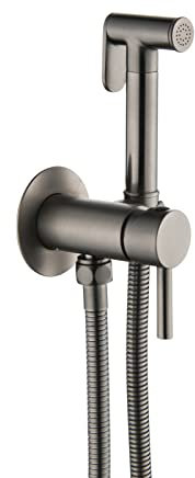 Handheld Bidet Sprayer for Toilet Wall Mounted Hot and Cold Water Bidet Faucet with Cloth Diaper Sprayer Kit Gunmetal Gray