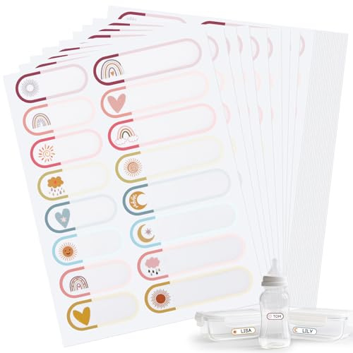 480 Pcs Baby Bottle Labels,Waterproof Name Labels for School Daycare,Safe Self-Adhesive NameLabels Stickers,Waterproof Pantry Labels for Jars Food Containers,Kids Name School,Home,Office Supplies