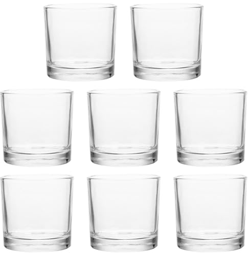 VICASKY 8 Stück Teiliges Klare Glas Kerzenhalter für Stumpenkerzen und Teelichter Transparente Kerzenständer für Tischdekoration Vielseitig für Dinner Weihnachten Restaurant Elegante