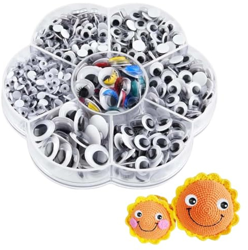 UIEXAY700 Pezzi Occhietti Adesivi per Lavoretti Autoadesivi Occhi Mobili Adesivi 4mm-12mm Include 30 Occhi Colorati Impiegabile per Bambini Artigianato Lavoro Manuale (Nero Bianco Colorato)