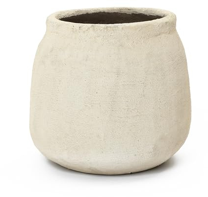 Hometopia Blumentopf Groß, Rund Übertöpfe Betonoptik für Außen & Innen, Massiver Pflanzkübel mit Drainage-Loch ideal für Wohnzimmer, Küche und Balkon (Beige, Ø31xH28 cm)