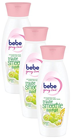 bebe Young Care Smoothie Traube Duschgel/Cremige Pflegedusche mit Traubenkernöl für alle Hauttypen / 3 x 250ml