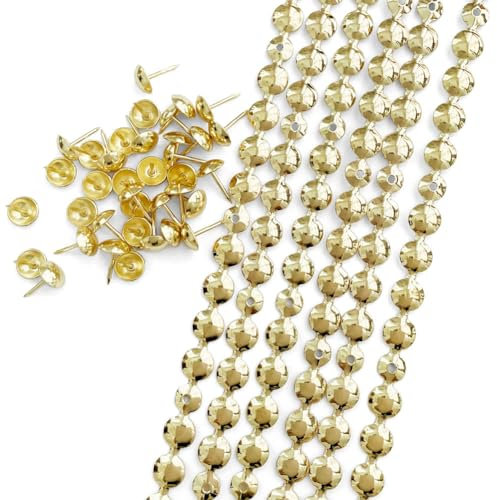Let's Decorate Bandes de clous de couleur dorée de 10 m de diamètre x 11 mm, pour meubles, banc, canapé, punaises assorties - accessoires de meubles de bricolage (F: 11 mm, doré)