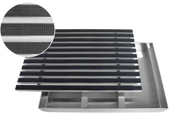 ACO Schuhabstreifer Gummi mit Emco ALU Bodenwanne Fußmatte Eingangsmatte Fußabstreifer Türmatte, Größe:600 x 400 mm