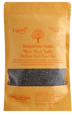 BanyanTree Foods Pure Black Lentils (Makhani Black Urad Dal), 500g~All Natural, Indian Origin | Unpolished