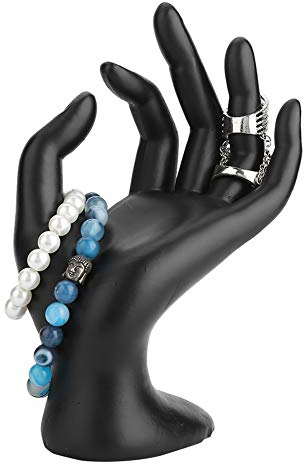 Porte bijoux en forme de main, Mannequin Main noire OK Anneaux de geste présentoir Résine Velvet Boucles d'oreilles Titulaire de Bracelet Organisateurs pour Afficher Colliers Bracelets Bagues (Resin)