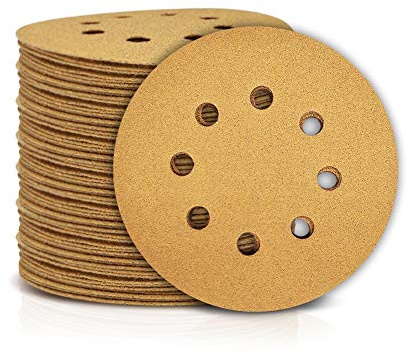 SPEEDWOX Schleifscheiben mit 8 Löchern, 100 Stück, 80-Körnung, Ø 125 mm, staubfrei, Klett-Schleifpapier für zufällige Exzenterschleifer, gelbe Abschlussscheiben für Autos, Holzbearbeitung, gelb