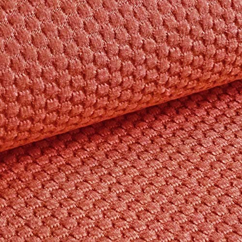 novely® MAKAO Velours Polsterstoff mit Kachel-Optik - Weicher Möbelstoff mit Wabenmuster - Pflegeleichte Meterware 1lfm (06 | Lachs Rosa Rot)