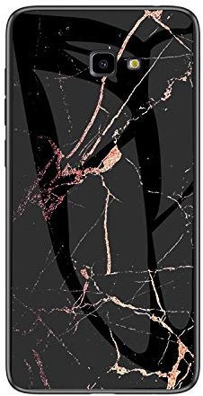 MadBee Coque pour Samsung Galaxy J4 Plus [avec Film de Protection écran],Coque avec Revêtement Arrière en Verre Trempé avec Motif Marbre + TPU Silicone Souple Anti Choc Case Cover (Marbre#5)