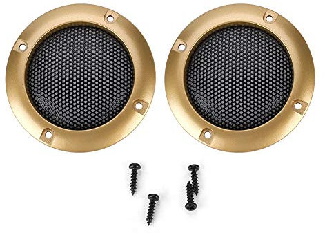 Hakeeta Lautsprecherabdeckung, 2-Zoll-Lautsprecher Dekorative Metallabdeckung mit 8 Schrauben für Lautsprecher.(Gold)
