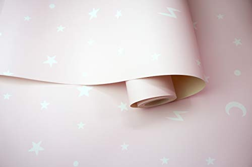 Over The Rainbow Stars and Moons Wallpaper Pink Holden 90981