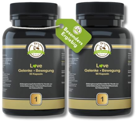 DogsGood Gelenkkapseln für Hunde - 2x90 Kapseln für bis zu 6 Monate Vorrat | Mit Grünlippmuschel, MSM, Teufelskralle, sehr hohe Akzeptanz da keine Tabletten, einfach zu dosieren