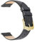 EACHE 14mm Schwarze Leder Uhrenarmbänder für Damen Schnellverschluss Dünne Lederarmband Glattes Kalbsleder für Damen Gold Schnalle