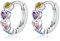 Qings Huggie Bunt Ohrringe, 925 Sterling Silber Kleine Creolen Ohrringe Herz Ohrringe Zirkonia Huggies Ohrringe Knorpel Ohrringe für Frauen Mädchen