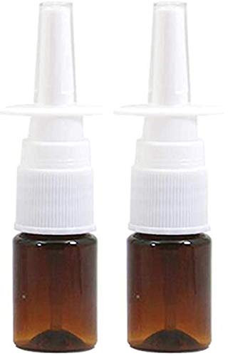 CMJ 2 x 5ml AMBER Empty Nasal Pump Spray Plastic Bottle Fine Mist Refillable