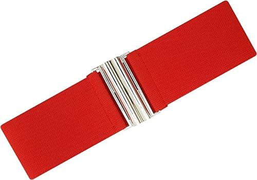 Ro Rox Florence Vintage Breiter Elastischer 50er Jahre Retro Krankenschwester Gürtel - Rot (L)