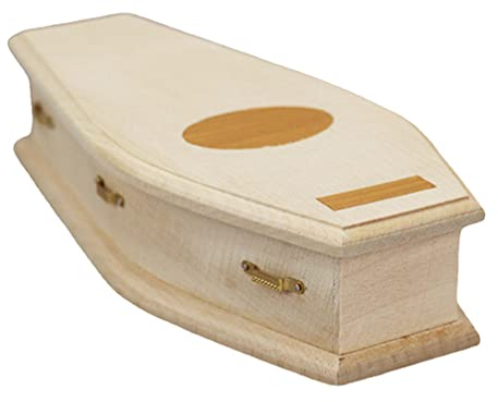 Artibetter Miniatur Sarg Puppenhaus Holz Box DIY Handwerk Ornament Halloween Dekoration Kleine Pet Burials