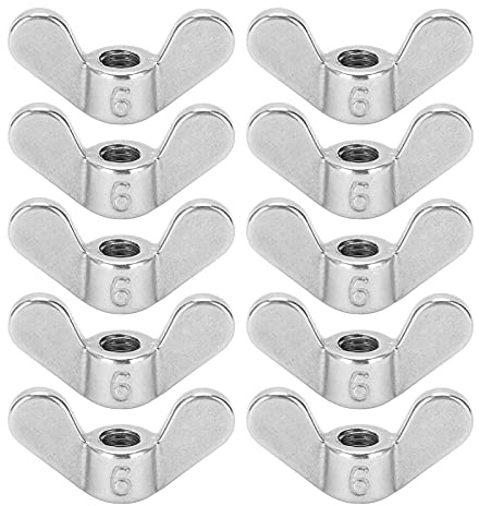 10 Stück Flügelmuttern Sortiertes Kit, 304 Edelstahl-Befestigungsteile M6 Schmetterlingsmutter,Nuss