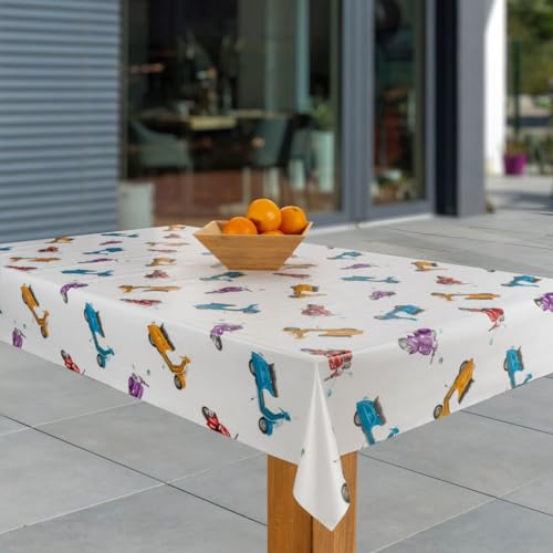 laro Wachstuch-Tischdecke Abwaschbar Garten-Tischdecke Wachstischdecke PVC Plastik-Tischdecken Eckig Meterware Wasserabweisend Abwischbar, Muster:Roller Rimini, Größe:118x220
