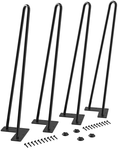 WINSOON Haarnadel-Tischbeine, maximale Unterstützung 204 kg, mit Schutzfüßen, moderner Stil für Möbelbeine, Couchtischbeine, Bankbeine, Stuhlbeine, 4 Stück