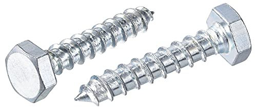 sourcing map Lot de 10 vis tire-fond hexagonales, M10 x 50 mm, en acier au carbone plaqué zinc, boulons autotaraudeuses pour vis à bois