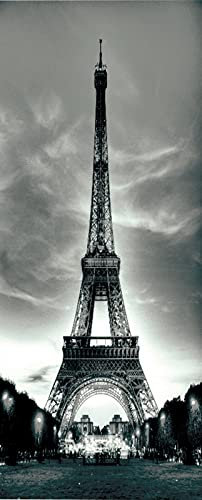 A.Monamour Türtapete Selbstklebend Türfolie Türposter 3D Eiffelturm Bei Nacht Schwarz Und Weiß Vinyl Folie Türdeko Tapete Wandbild Türaufkleber Türtattoo 95 x 215 cm