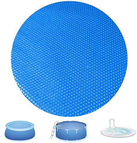 KETNET Solar Pool Cover 8 Ft Diameter Round Solar Blanket for Above Ground Inground Pools, Hot Tub SPA Bubble Wrap Pool Protector, 12 Mil Circle Thermal Covers Floating Blanket Mat for Swimming Pools