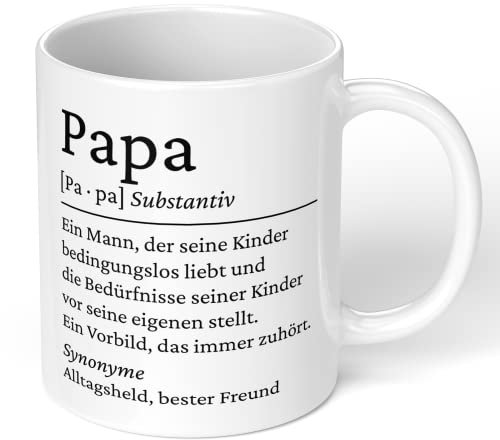 Schöne Tasse für alle Väter - Papa als Definition - beidseitig bedruckt - spülmaschinenfest - tolles Geschenk zum Vatertag! (Weiß)