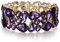 EVER FAITH Cristalli Strass Art Deco Bigiotteria Irregolare Ovale Goccia Prom Bracciale Elastico per Donna Viola Oro-Fondo