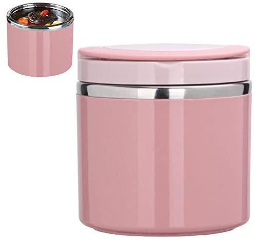 GIMOCOOL Insulated Food Flask, 1000ml Thermo Food Jar Lunch Box, Reusable Stainless Steel Food Container Jar w/ Handle for Hot & Cold Meals, Leak Proof Soup Containers for Kids & Adults, Pink, L