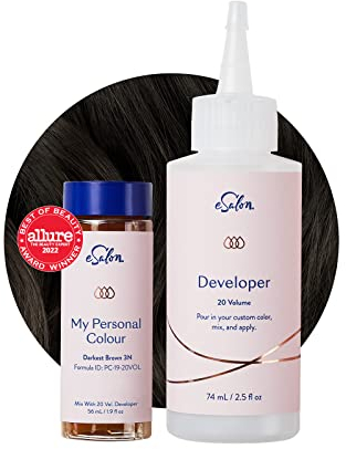 eSalon Coloration Permanente - Sans Ammoniaque Sans PPD - Couvre 100% des cheveux blancs - Résultat Professionnel - Brun 3N