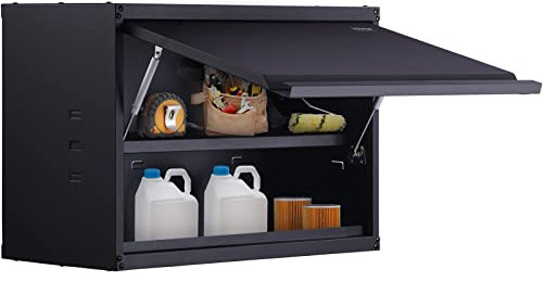 VEVOR Metall-Aufbewahrungsschrank, 90,7 kg Tragkraft pro Regal, 106,7 cm hoch, abschließbar, pulverbeschichteter Stahl, Garagenschrank mit 2 verstellbaren Regalen, Magnettüren und Schloss, perfekt für