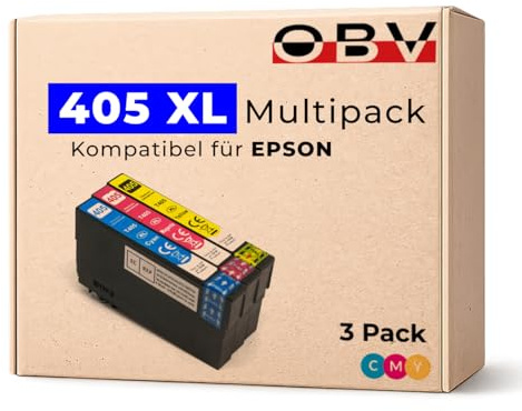 OBV Kompatibel 3X Druckerpatrone ersetzt Epson 405 XL für Workforce Pro WF-3820 WF-3825 WF-4820 WF-4825 WF-4830 WF-7830 WF-7835 WF-7840 - Cyan, Magenta, gelb