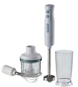 Ariete 601 Pimer 3in1, 700 W, 2 velocità, Lama in acciaio inox, Gamba removibile, Bicchiere trasparente, Bianco & Celeste